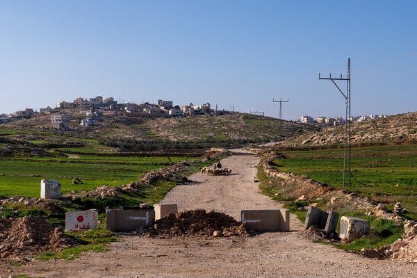A roadblock near a Palestinian village.