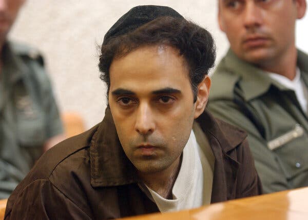 Yigal Amir in a courtroom.
