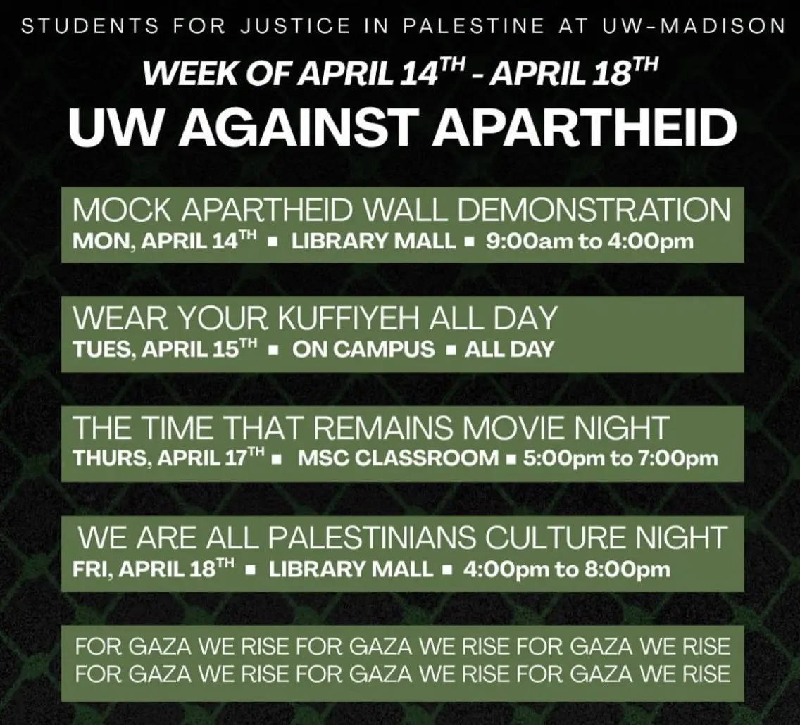 Apr 14-18, 2025: UW Against Apartheid Week