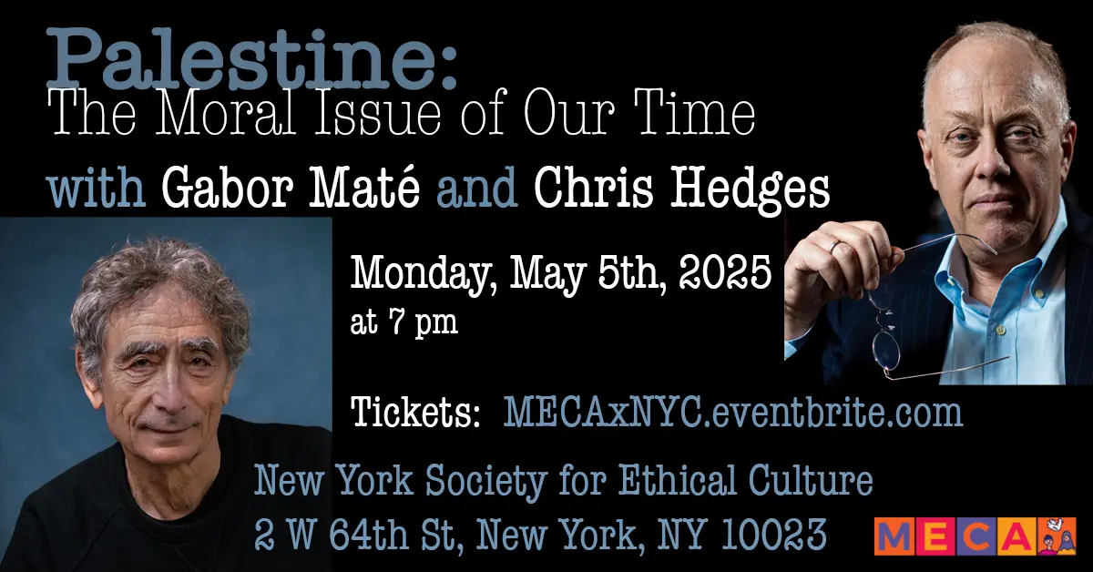May 5, 2025: Livestream for MECA – Palestine: The Moral Issue of Our Time